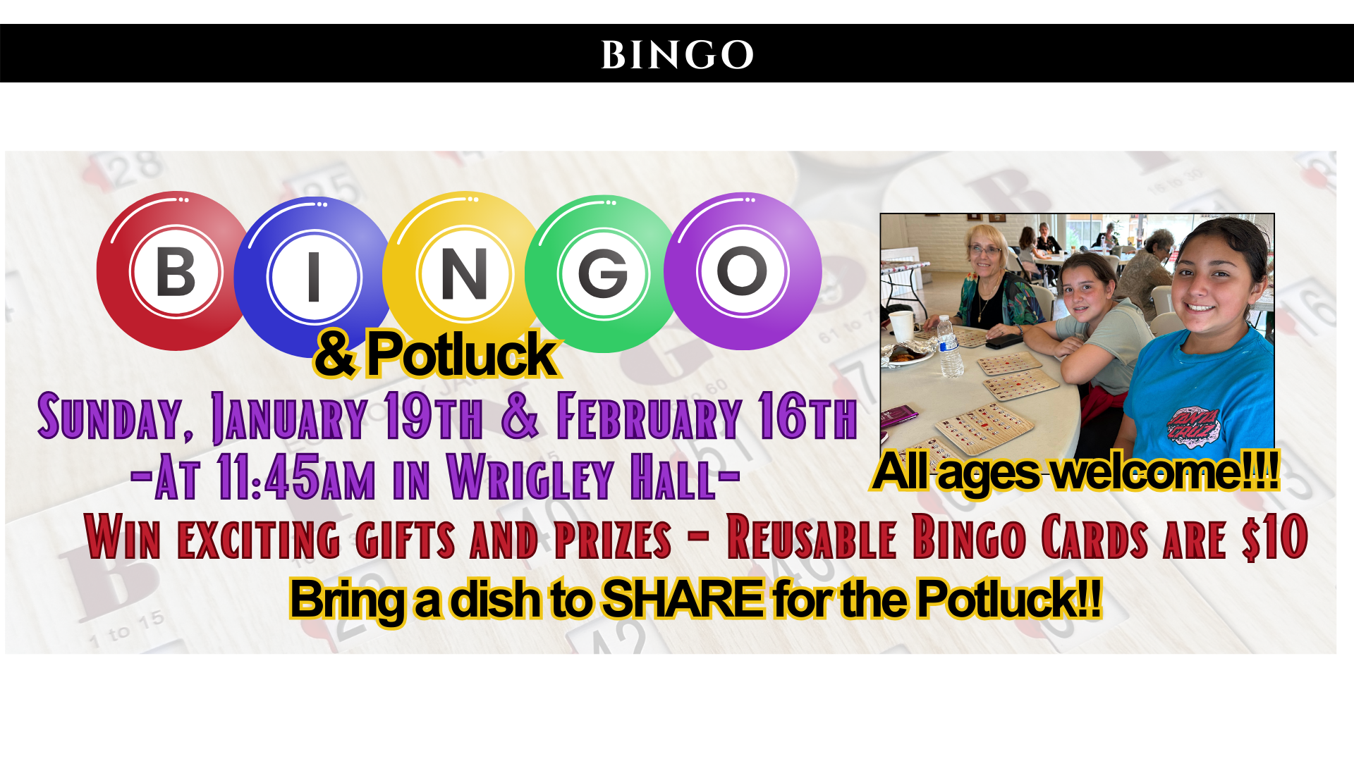 January 19th BINGO