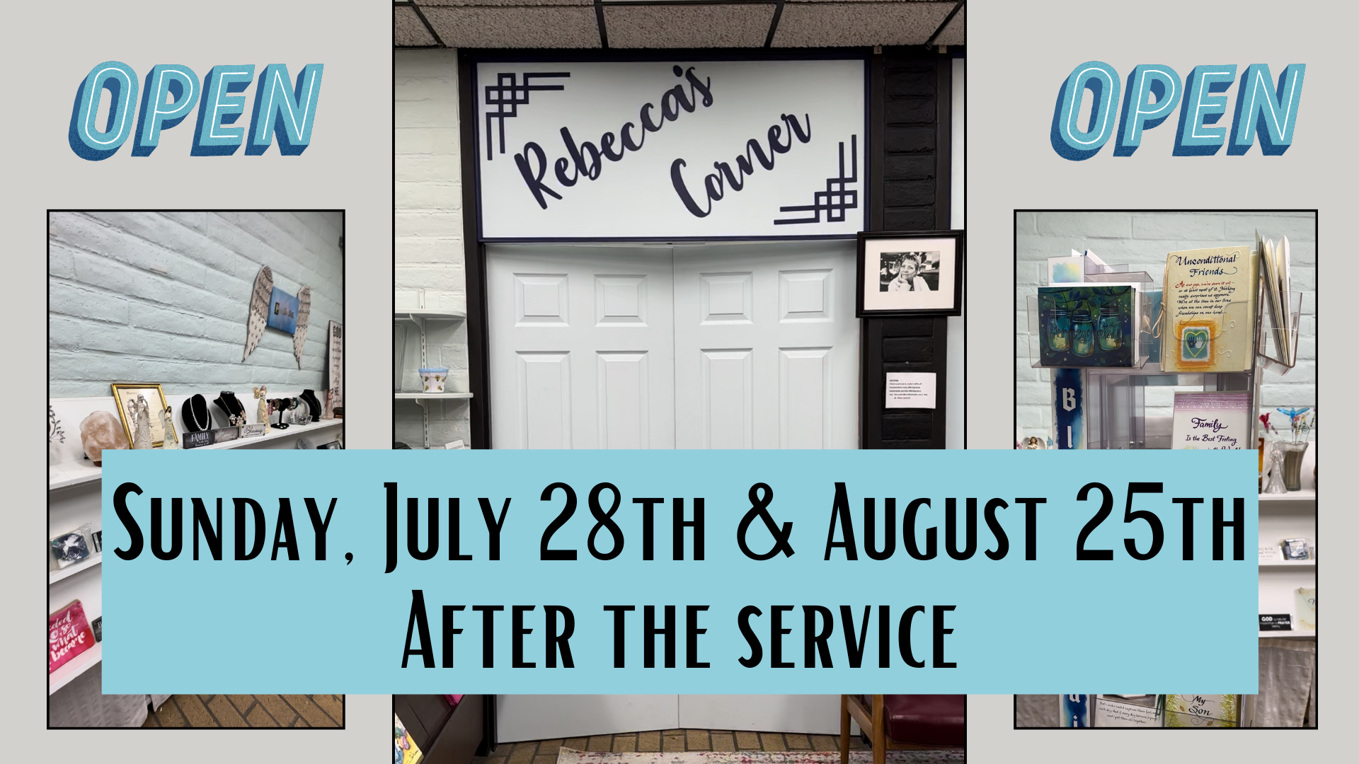  Bookstore Open July 28th & August 25th
