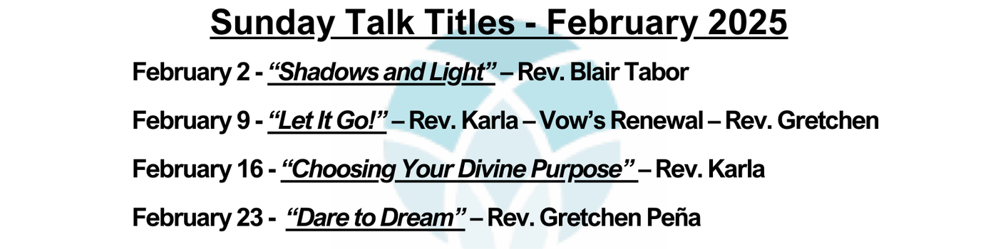 February 2025 Sunday Talk Titles for Website