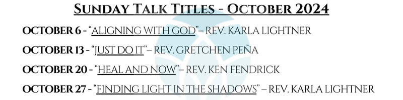 October Sunday Talk Titles for Website